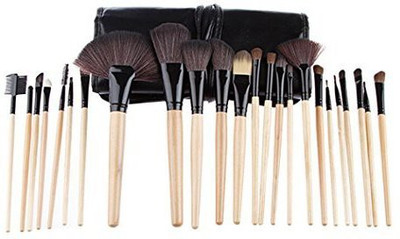 

Aivtalk Professional Wooden Handle Wool Cosmetic Makeup Brush Set with Black Synthetic Leather Case(Pack of 24)