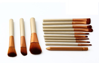 

VibeX ™ GoPro Bamboo Handle Makeup Brush Foundation Blending Blush Powder Cosmetics Set with Box(Pack of 12)