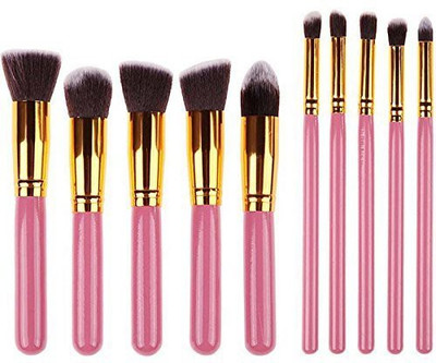 

Gugzy 10 pcs Premium Cosmetic Kabuki Makeup Set Foundation Blending Blush Eyeliner Face Powder Brush Kit(Pack of 10)