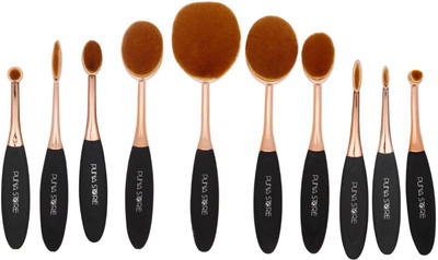

Puna Store 10 Piece Oval Brush Set - Black/Rose Gold Handle(Pack of 10)