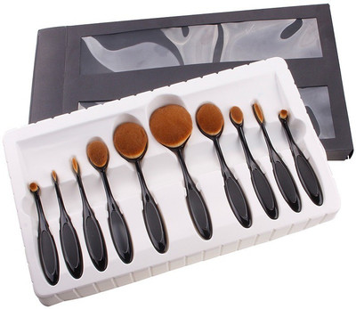 

VibeX ™ Oval Makeup Brush Set MULTIPURPOSE Professional Foundation Powder Kits(Pack of 10)