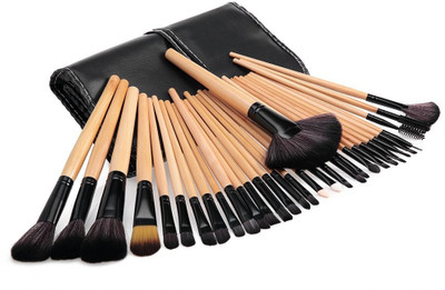 

PrettyStar 32 Pcs Wooden handle Professional Cosmetic Makeup Brush Set Kit with Synthetic Leather Case(Pack of 32)