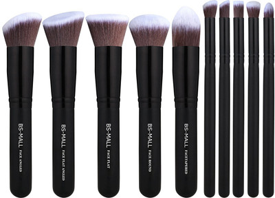 

Bs-Mall Premium Synthetic Kabuki Foundation Blending Makeup Brush Kit(Black, Pink)(Pack of 10)