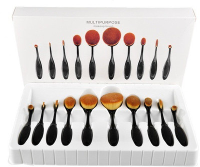

VibeX ® New Arrival 10pcs Oval Makeup Set Multipurose Professional Foundation Powder Brush Kits(Pack of 10)