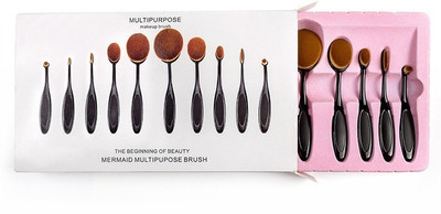 

VibeX ™ 10pcs Oval Makeup Brushes Set Beauty Foundation Curve Toothbrush for Blush Powder Eyeshadow Eyeliner Facial Tools(Pack of 10)