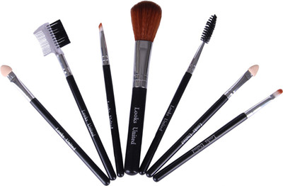 Looks United 7 PCs Cosmetic Makeup Applicator Brush Set Black/ Silver Pack of 7 Looks United Makeup Brush
