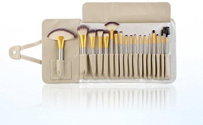 

Unimeix Professional Makeup Cosmetics Brushes Set Kits with White Cream-colored PU Case Bag(Pack of 18)