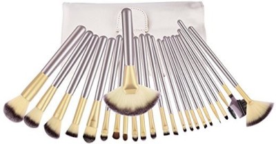 Gugzy 24PCs Professional Synthetic Cosmetic Makeup Brush Set with Leather Traverl Pouch(Pack of 24)