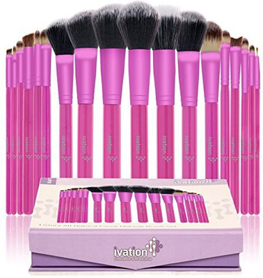 

Ivation Natural Facial Makeup Brush Set with Leather Pouch(Pack of 20)