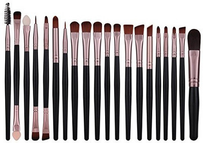 

Cosmix Stores Set Of 20,Eye Shadow Brush Set ,Black Rose Gold With Wooden Handle(Pack of 20)