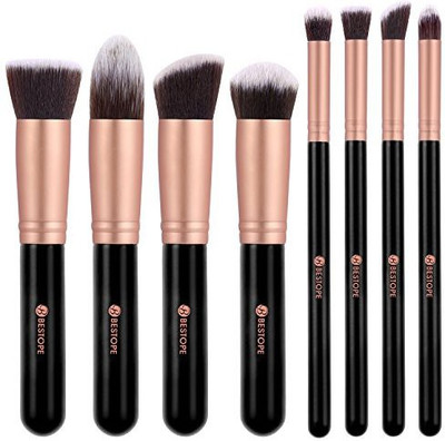 

Bestope Synthetic Kabuki Makeup Foundation Eyeliner Blush Contour Brushes (8pcs, Rose )(Pack of 8)