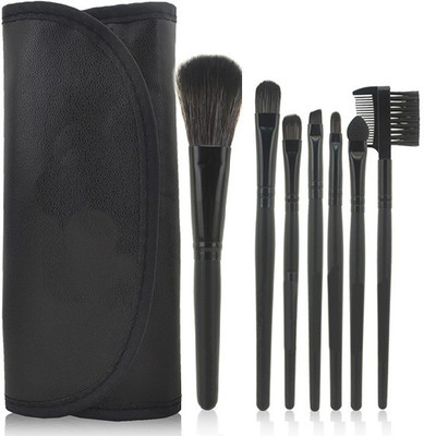 

Cosmix Stores Set Of 7 Make Up Brushes ,Black Handle With Black Pouch(Pack of 7)
