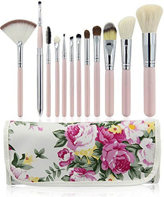 Emax-Design Professional Makeup Brush Set Goat Hair Pink Handle Cosmetics Brushes Kits(Pack of 12)