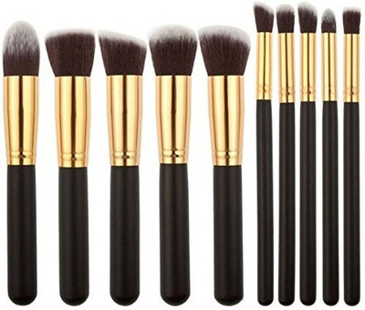

Cosmix Stores Set of 10,Kabuki Brush,Black And Gold Color Handle(Pack of 10)