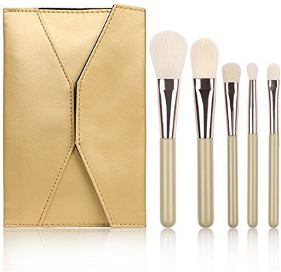 

Docolor Premium Synthetic Wooden Handle Mini Makeup Brush Travel Set with Cosmetics Case(Pack of 5)