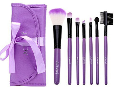 

Acevivi Travel Foundation Brush Kit Gift Set with Shinning Purple Bag Case(Pack of 7)