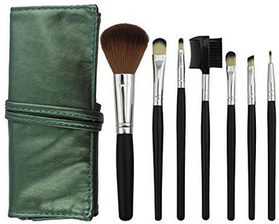 

Niceeshop Professional Makeup Cosmetic Brush Set with Green Leather Bag,Black Rod(Pack of 7)