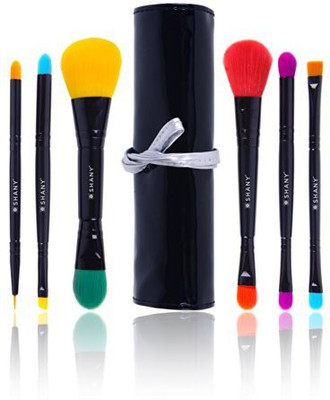

Shany Double Sided Travel Brush Set With Pouch Synthetic And Natural Hair - Luna(Pack of 6)