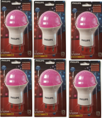 PHILIPS 0.5 W Basic Standard b22 LED Bulb(Pink, Pack of 6)