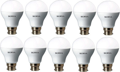 Surya 8 W Standard B22 LED Bulb(White, Pack of 10)