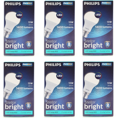 

Philips 13 W Standard B22 LED Bulb(White, Pack of 6)