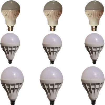 

Galaxy 7 W, 15 W, 18 W Standard B22 LED Bulb(White, Pack of 9)