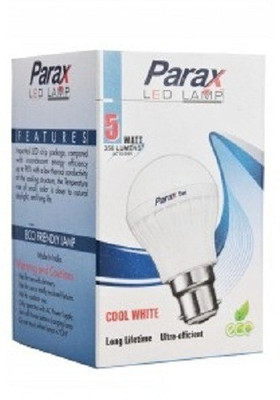

Parax 5 W Standard B22 LED Bulb(White, Pack of 10)