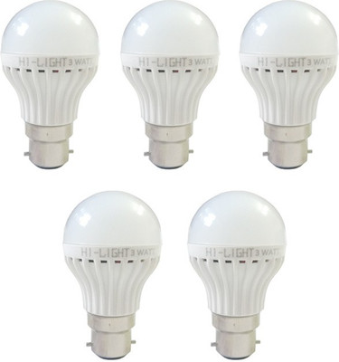 

Hi-Light 3 W Standard B22 LED Bulb(White, Pack of 5)