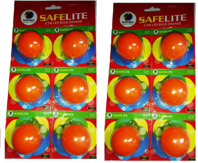Wipro 0.5 W Standard B22 LED Bulb(Orange, Pack of 12)