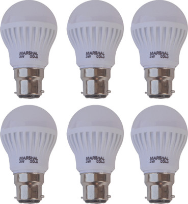 

Marshal Gold 3 W Standard B22 LED Bulb(White, Pack of 6)
