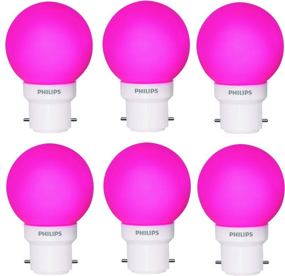 26% OFF on PHILIPS 0.5 W Round B22 LED Bulb(Pink, Pack of 6)