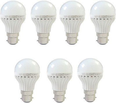 HI-LIGHT 3 W Basic Standard B22 LED Bulb(White, Pack of 7)