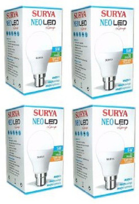 

Surya 5 W Standard b22 LED Bulb(White, Pack of 4)