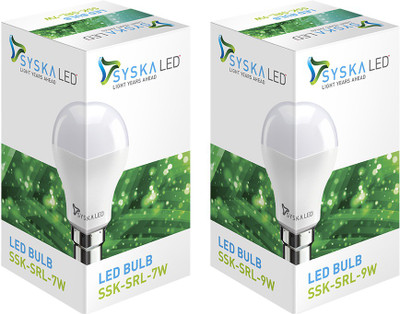 Syska Led Lights 7 W, 9 W B22 LED Bulb(White, Pack of 2)