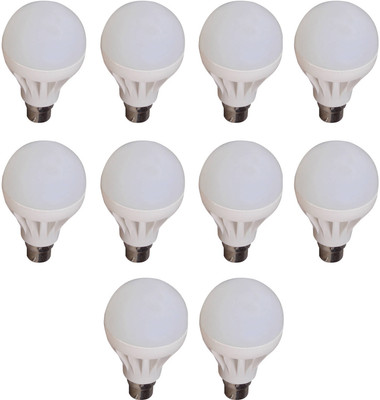 Mood of Wood 7 W Basic Standard Pin B22 LED Bulb(White, Pack of 10)