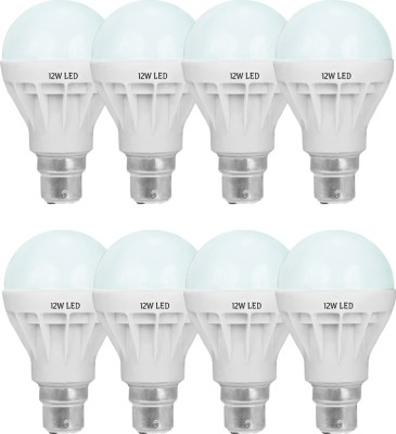 SR Collection 12 W Standard B22 LED Bulb(White, Pack of 8)