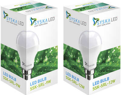 

Syska Led Lights 9 W, 12 W Standard B22 LED Bulb(White, Pack of 2)