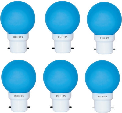 PHILIPS 0.5 W Basic Standard B22 LED Bulb(Blue, Pack of 6)