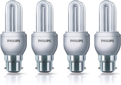 

Philips 8 W Standard B22 CFL Bulb(White, Pack of 4)