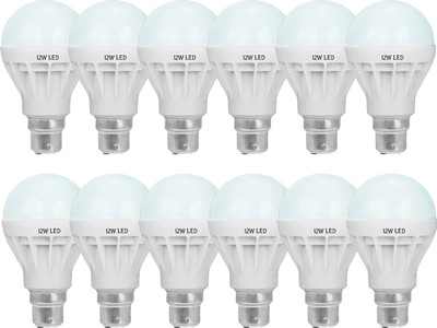 

SR Collection 12 W Standard B22 LED Bulb(White, Pack of 12)