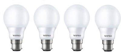 Wipro 9 W Standard B22 LED Bulb(White, Pack of 04)