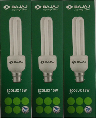 

Bajaj 15 W Standard B22 CFL Bulb(White, Pack of 3)