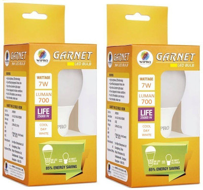 Wipro 7 W Basic Standard E27 LED Bulb(White, Pack of 2)