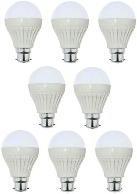 Top Max 9 W Basic Round B22 LED Bulb(White, Pack of 8)