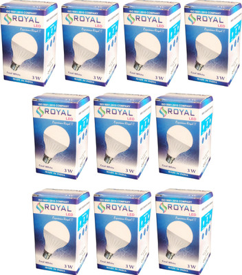 

Royal 3 W Standard B22 LED Bulb(White, Pack of 10)