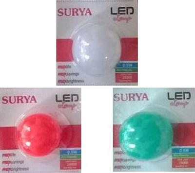 

Surya 0.5 W Standard B22 D LED Bulb(White, Pack of 3)