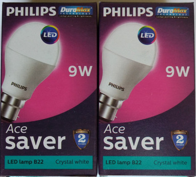 PHILIPS 9 W Basic Globe B22 LED Bulb(White, Pack of 2)