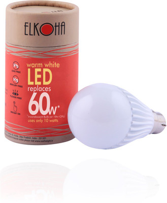 

Elkoha 10 W Standard B22 LED Bulb(White)