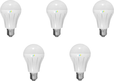 Finike 5 W Standard E27 LED Bulb(Yellow, Pack of 5)