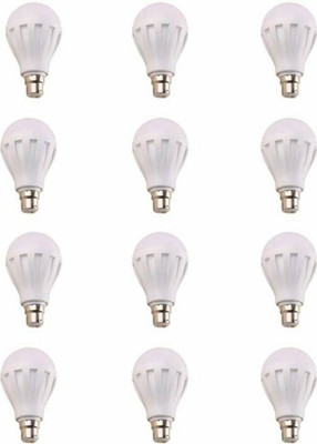 Top Max 12 W Round B22 LED Bulb(White, Pack of 12)